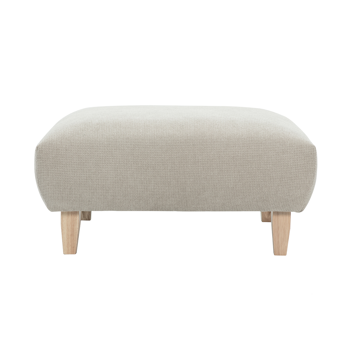 Pouf poggiapiedi in tessuto ciniglia beige e legno chiaro L75 cm BASTILLE