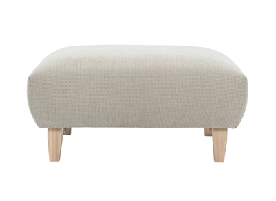 Pouf poggiapiedi in tessuto ciniglia beige e legno chiaro L75 cm BASTILLE