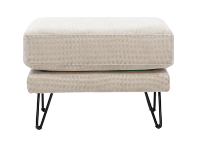 Pouf poggiapiedi in tessuto ciniglia beige e metallo OSLO