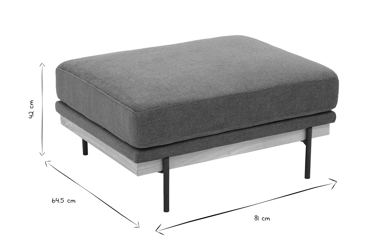 Dimensioni del pouf poggiapiedi TODD in bianco e nero: 81 cm x 64,5 cm x 42 cm