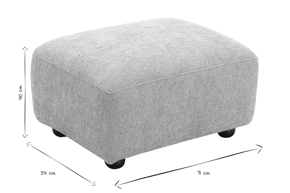 Dimensioni del pouf poggiapiedi JOYA, 40x54x71 cm, in nero e bianco.