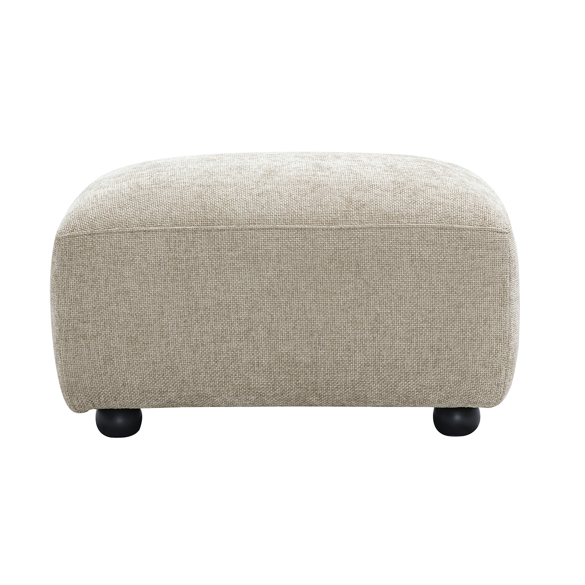 Pouf poggiapiedi in tessuto effetto velluto testurizzato beige JOYA