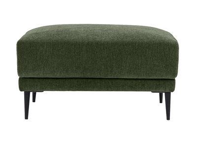 Pouf poggiapiedi in tessuto effetto velluto verde kaki e metallo nero JERRY