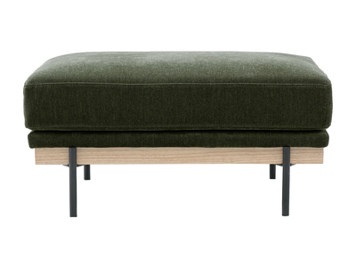 Pouf poggiapiedi in tessuto effetto velluto verde kaki e metallo nero TODD