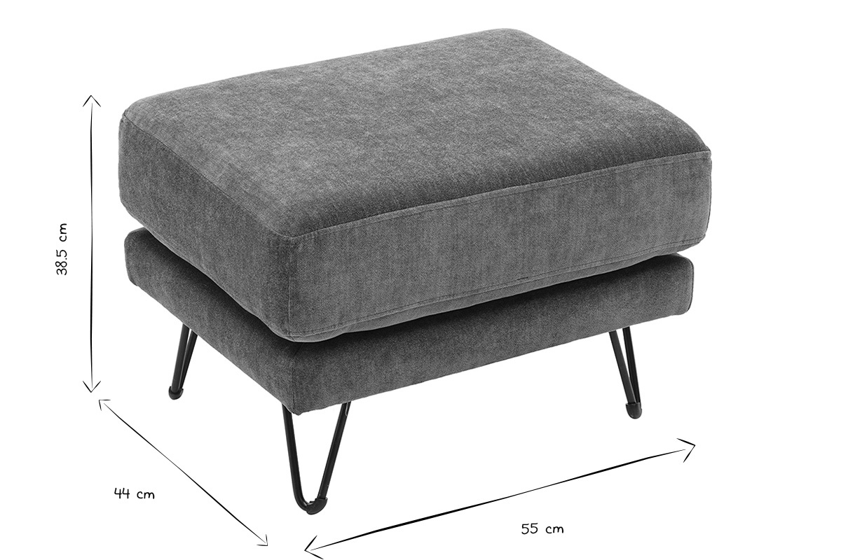Dimensioni del pouf poggiapiedi OSLO in nero e bianco, L55 x P44 x H38,5 cm
