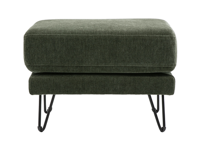 Pouf poggiapiedi in tessuto effetto velluto verde kaki e metallo OSLO