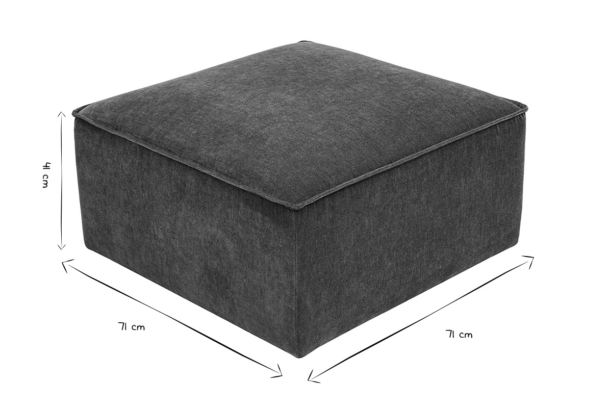 Dimensioni del pouf KERRY in bianco e nero: L71 x P71 x H41 cm