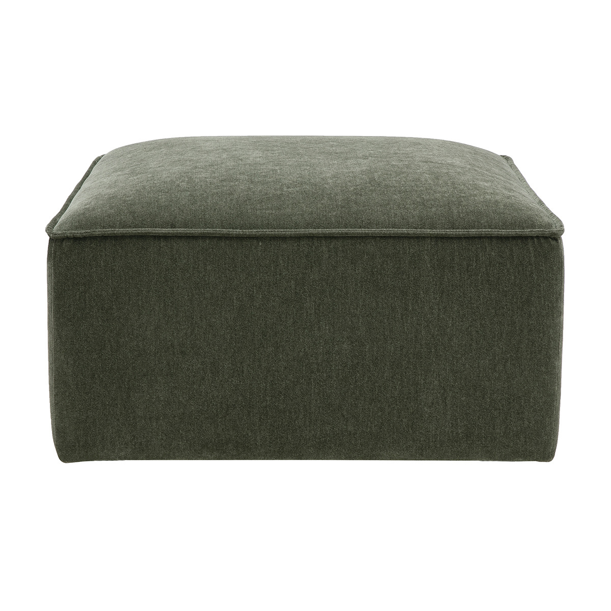 Pouf poggiapiedi in tessuto effetto velluto verde kaki KERRY