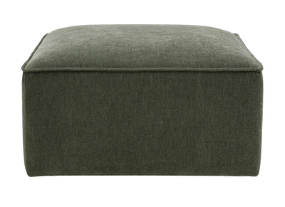 Pouf poggiapiedi in tessuto effetto velluto verde kaki KERRY