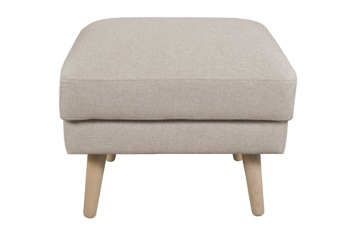 Pouf poggiapiedi scandinavo beige e legno ISIS