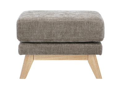 Pouf poggiapiedi scandinavo in tessuto effetto velluto testurizzato tortora e legno chiaro OSLO