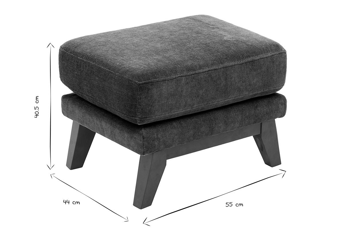 Dimensioni del pouf poggiapiedi scandinavo in bianco e nero, L55 x P44 x H40.5 cm