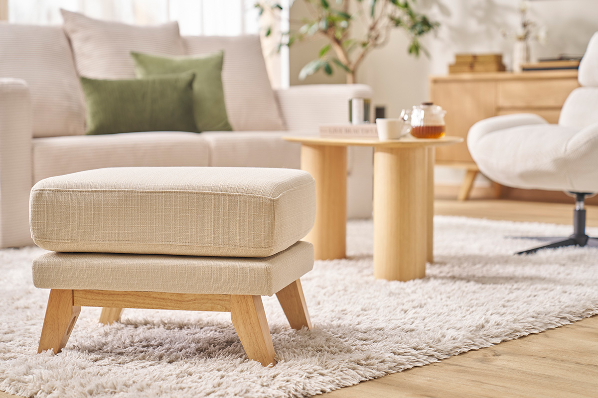 Pouf poggiapiedi scandinavo sfoderabile beige OSLO