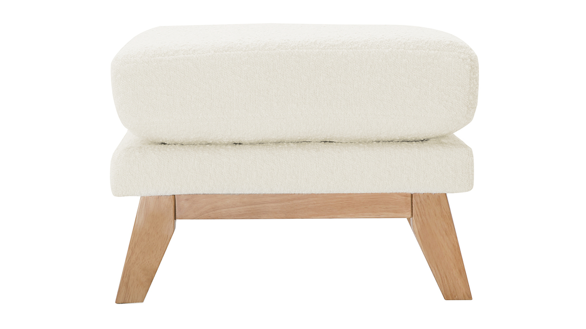 Pouf poggiapiedi scandinavo sfoderabile bianco effetto lana boucl OSLO