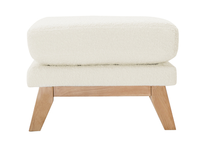 Pouf poggiapiedi scandinavo sfoderabile bianco effetto lana bouclé OSLO