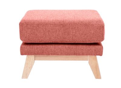 Pouf poggiapiedi sfoderabile scandinavo in tessuto effetto velluto testurizzato color terracotta e legno chiaro OSLO