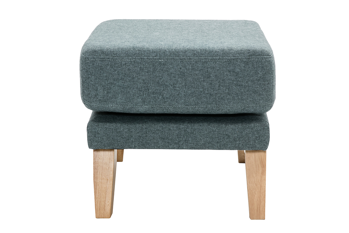 Pouf poggiapiedi sfoderabile scandinavo in tessuto grigio-verde e legno chiaro OSLO