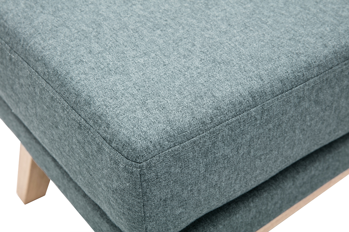 Pouf poggiapiedi sfoderabile scandinavo in tessuto grigio-verde e legno chiaro OSLO