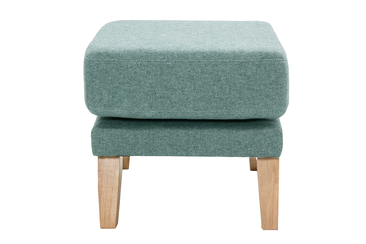 Pouf poggiapiedi sfoderabile scandinavo in tessuto grigio-verde e legno chiaro OSLO