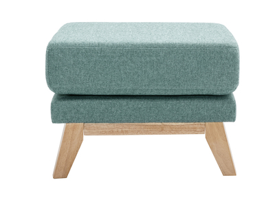 Pouf poggiapiedi sfoderabile scandinavo in tessuto grigio-verde e legno chiaro OSLO