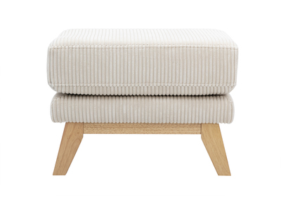 Pouf poggiapiedi sfoderabile scandinavo in tessuto velluto a coste beige e legno chiaro OSLO