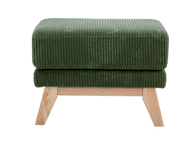 Pouf poggiapiedi sfoderabile scandinavo in tessuto velluto a coste verde kaki e legno chiaro OSLO