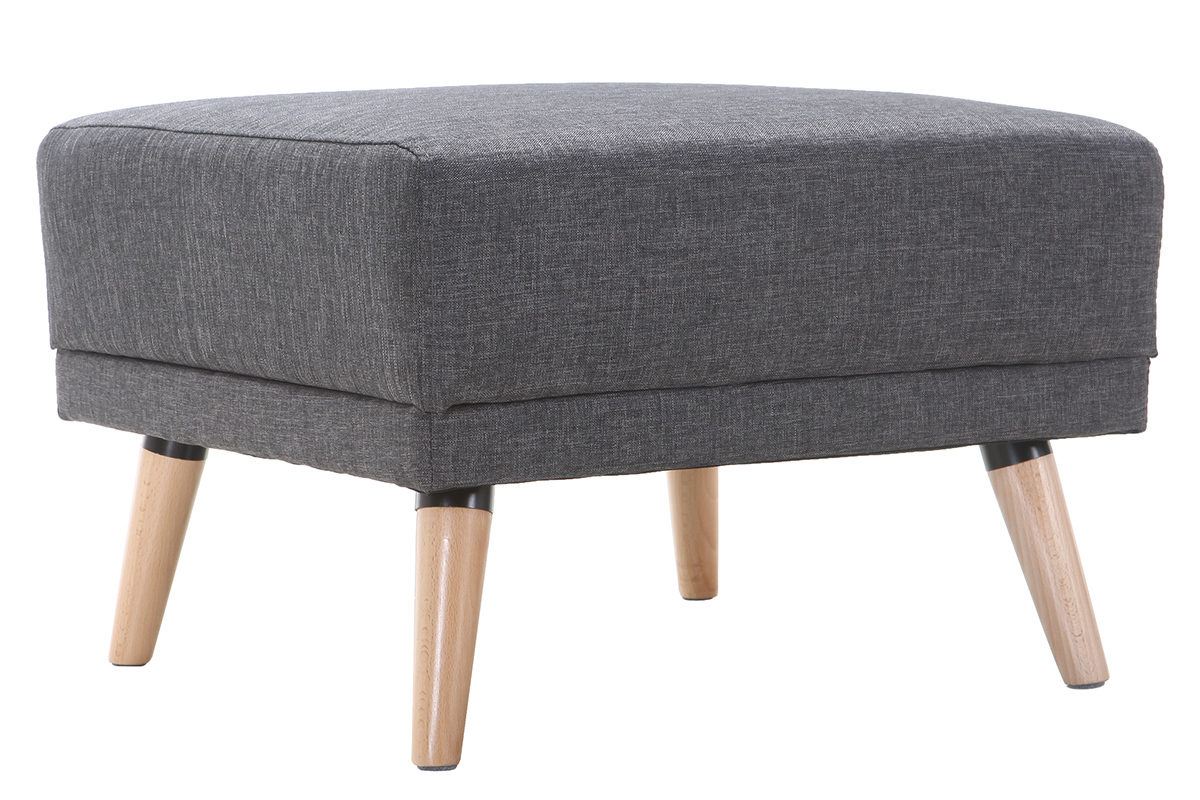 Pouf / poggiapiedi tessuto grigio scuro ULLA