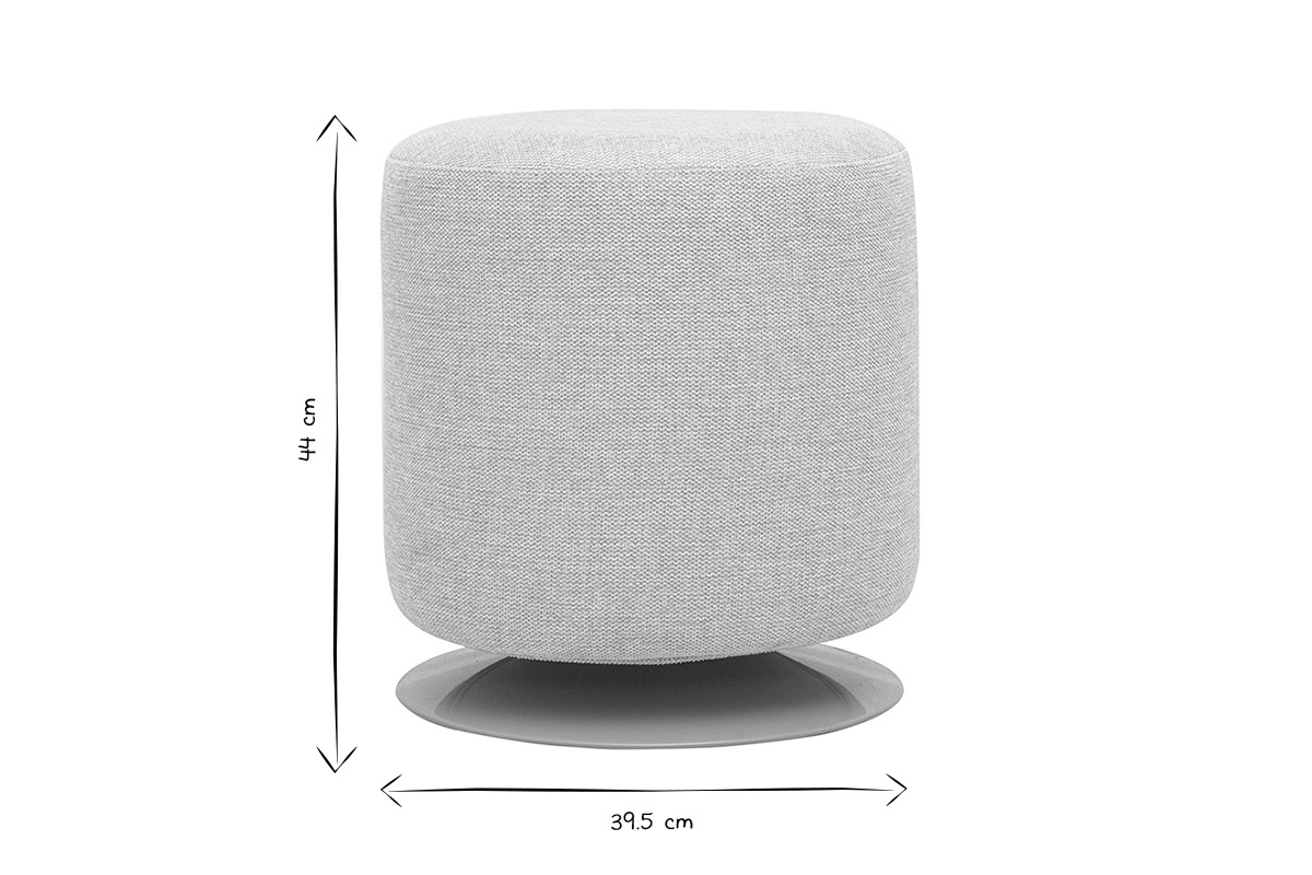 Dimensioni del pouf rotondo girevole VOLNAY: D39,5 x H44 cm in bianco e nero.