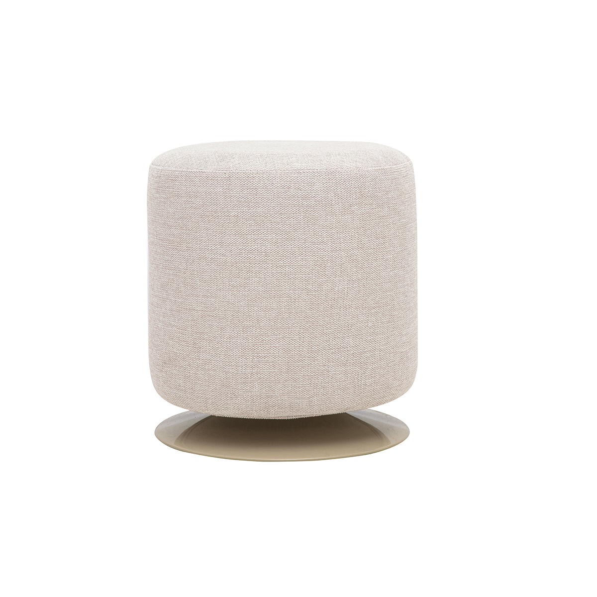 Pouf rotondo girevole in tessuto effetto velluto testurizzato beige e metallo D39,5 cm VOLNAY