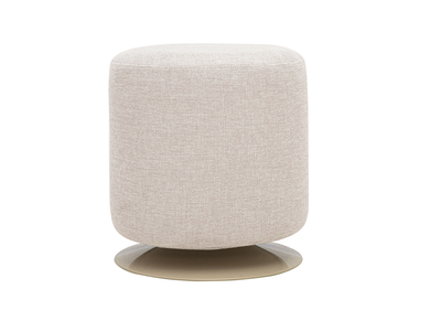 Pouf rotondo girevole in tessuto effetto velluto testurizzato beige e metallo D39,5 cm VOLNAY