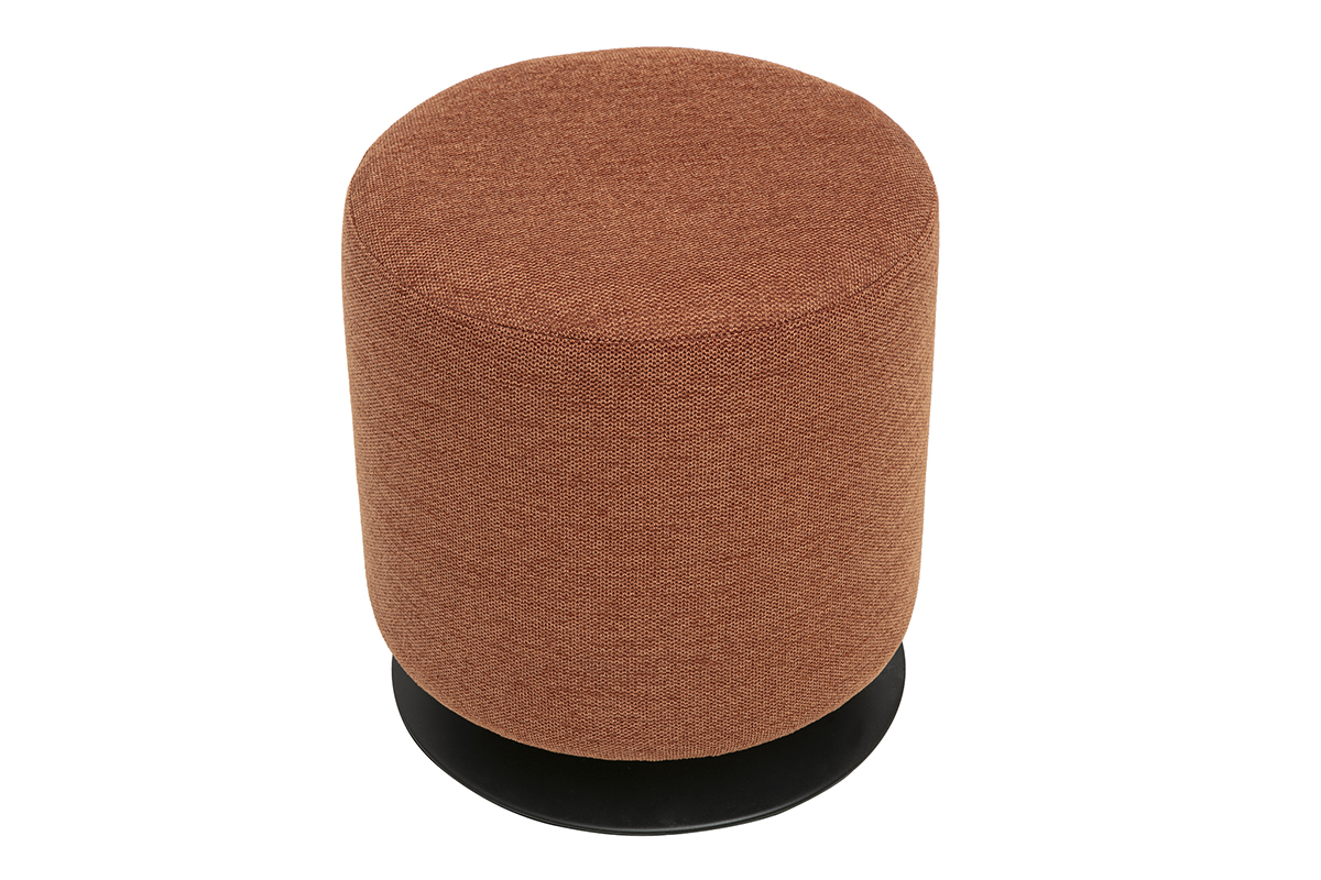 Pouf rotondo girevole in tessuto effetto velluto testurizzato color terra bruciata, vista dall'alto, D39.5 cm