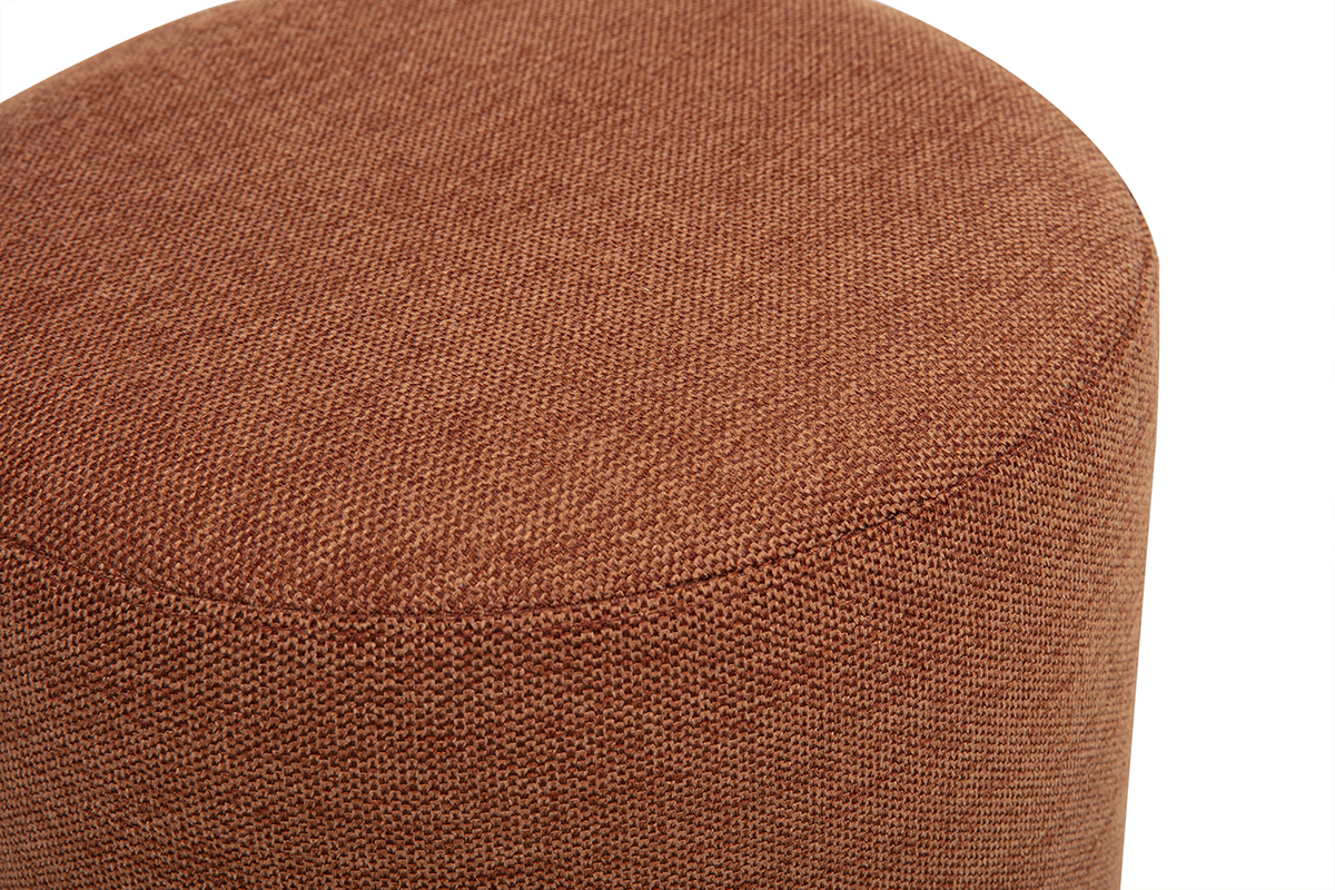 Pouf rotondo girevole in tessuto effetto velluto testurizzato terra bruciata e metallo D39.5 cm VOLNAY