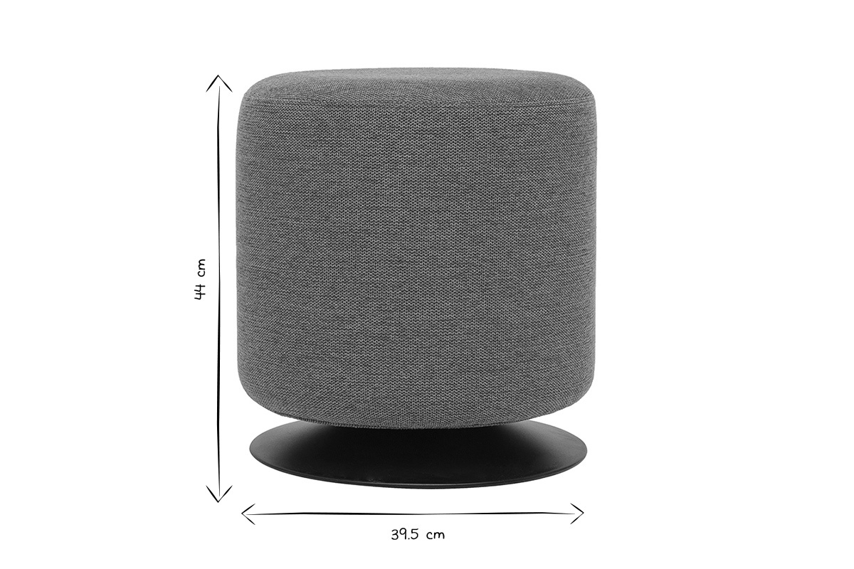 Dimensioni del pouf rotondo girevole: D39,5 cm, H44 cm in bianco e nero