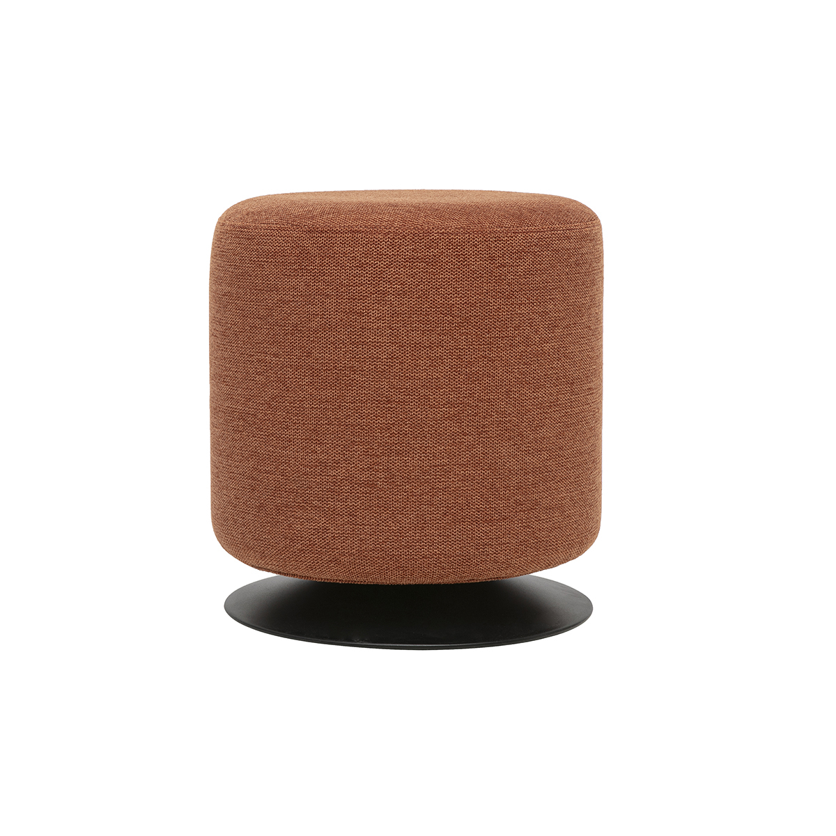 Pouf rotondo girevole in tessuto effetto velluto testurizzato terra bruciata e metallo D39.5 cm VOLNAY