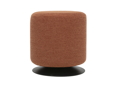 Pouf rotondo girevole in tessuto effetto velluto testurizzato terra bruciata e metallo D39.5 cm VOLNAY