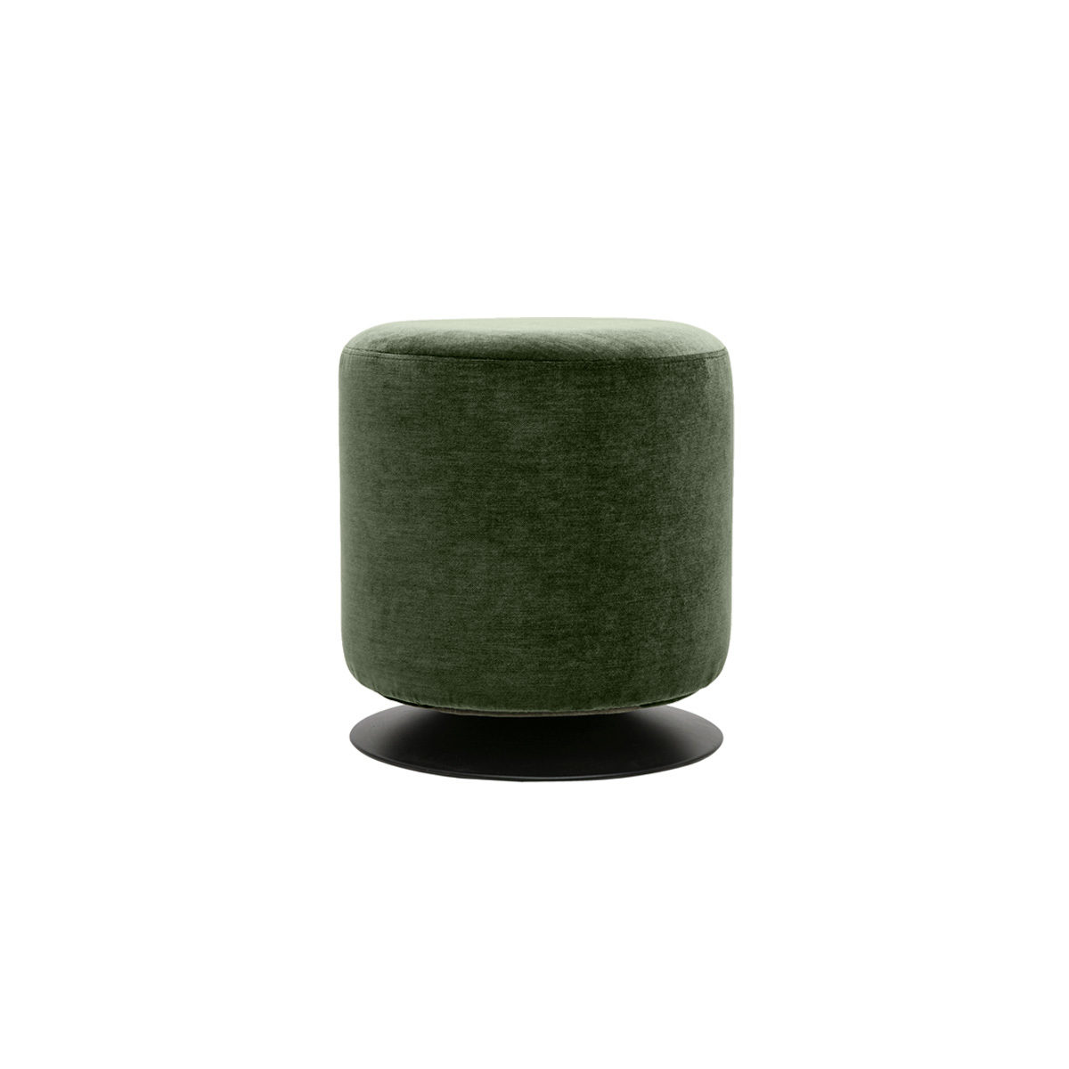 Pouf rotondo girevole in tessuto effetto velluto verde kaki e metallo D39.5 cm VOLNAY