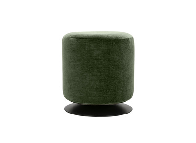 Pouf rotondo girevole in tessuto effetto velluto verde kaki e metallo D39.5 cm VOLNAY