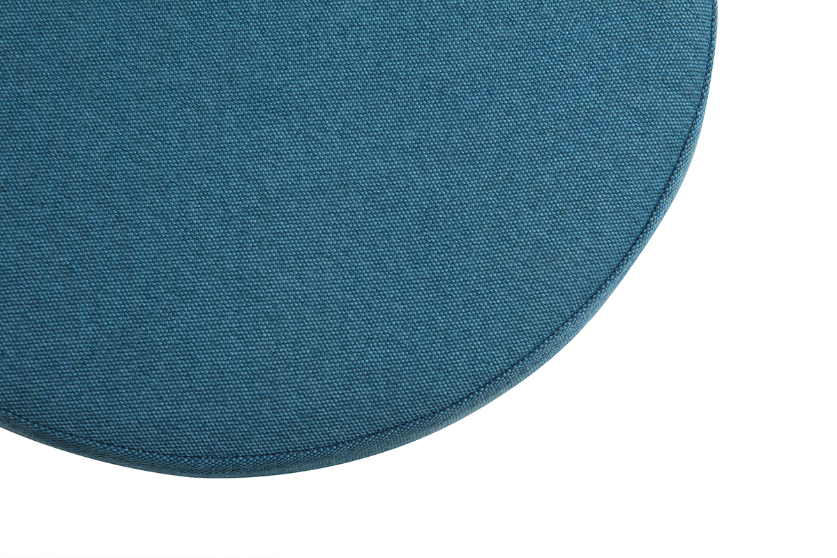 Pouf rotondo in tessuto Blu anatra e metallo dorato BETTY