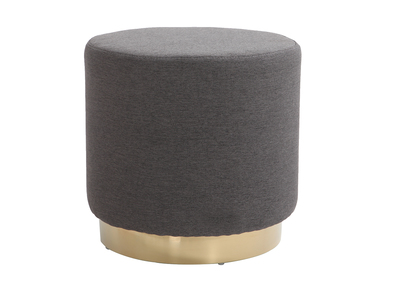 Pouf rotondo, in tessuto, colore: Grigio e metallo dorato, modello: BETTY - Pouf rotondo, in tessuto, colore: Grigio e metallo dorato, modello: BETTY