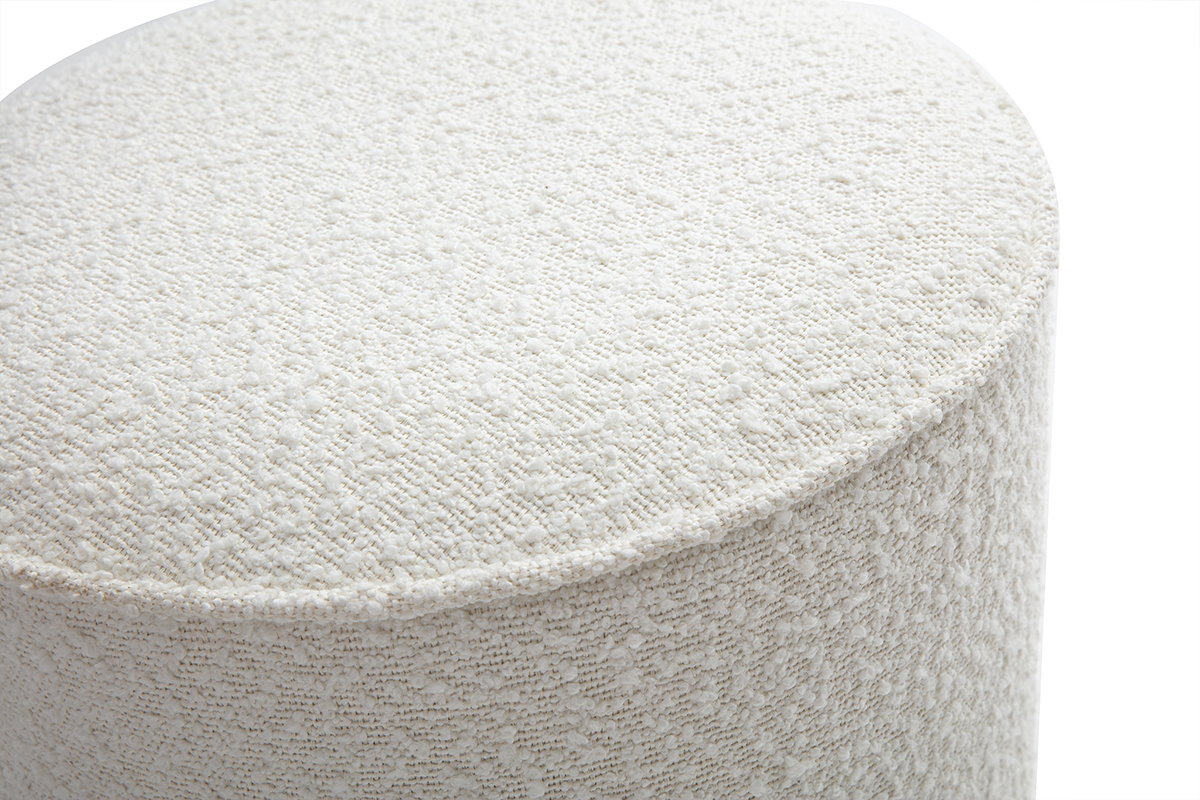 Pouf rotondo in tessuto effetto lana boucle bianco D40 cm PAUL