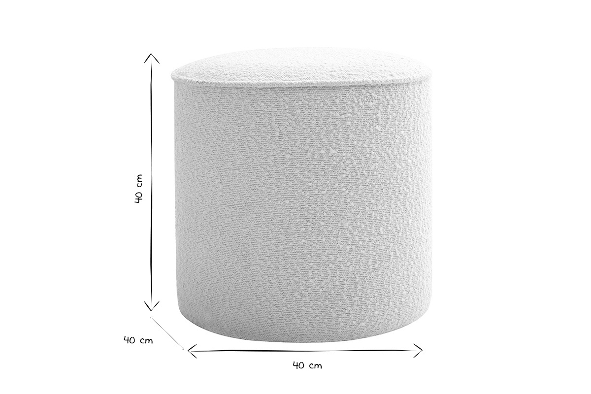 Pouf rotondo in tessuto effetto lana boucle bianco D40 cm PAUL