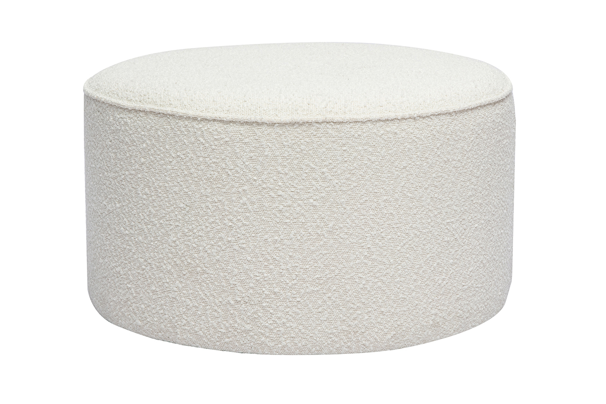 Pouf rotondo in tessuto effetto lana boucle bianco D70 cm PAUL
