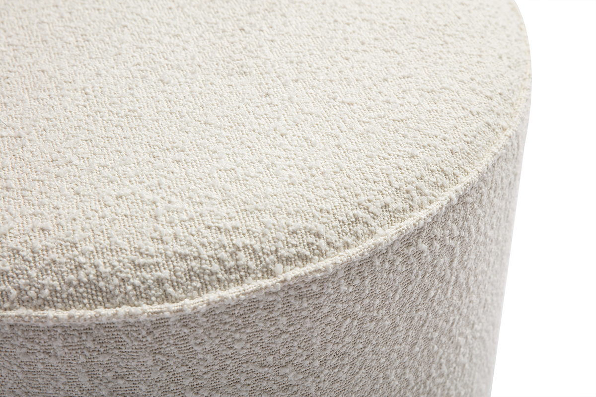 Pouf rotondo in tessuto effetto lana boucle bianco D70 cm PAUL