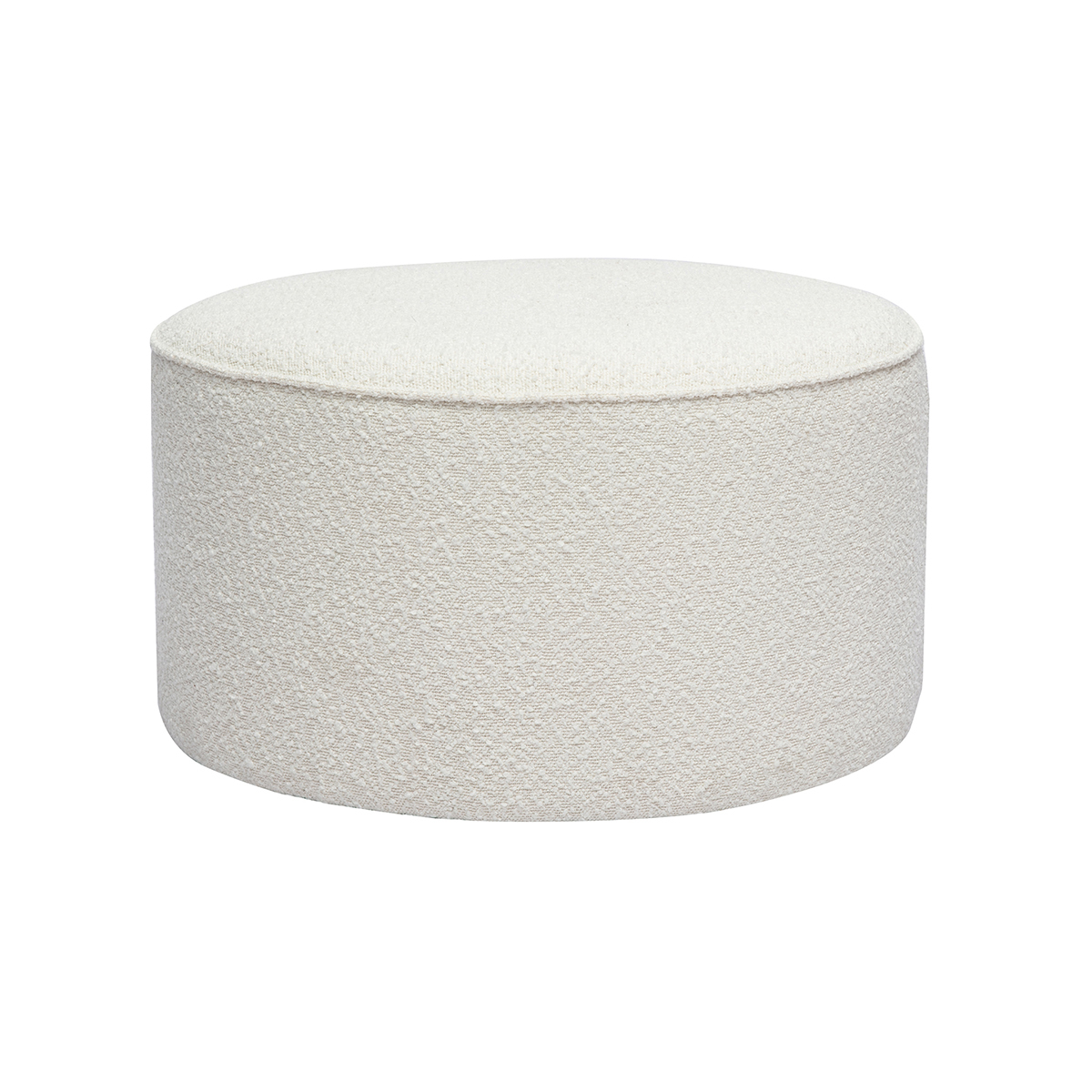 Pouf rotondo in tessuto effetto lana bouclée bianco D70 cm PAUL