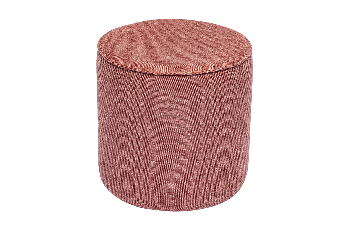 Pouf rotondo in tessuto effetto velluto terracotta testurizzato D40 cm PAUL
