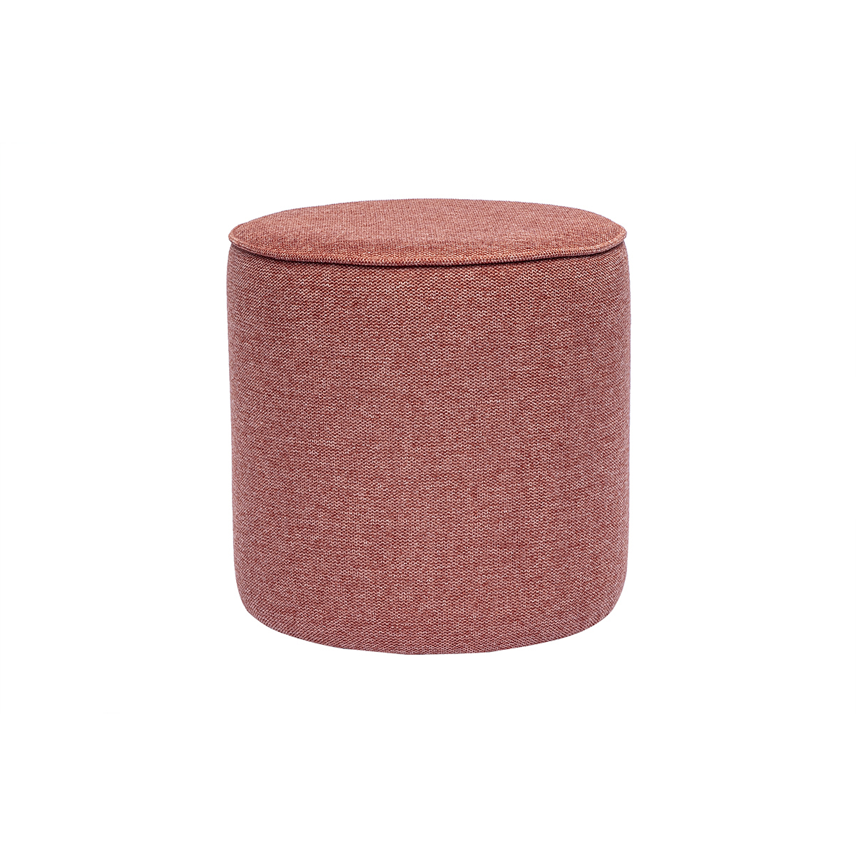 Pouf rotondo in tessuto effetto velluto terracotta testurizzato D40 cm PAUL