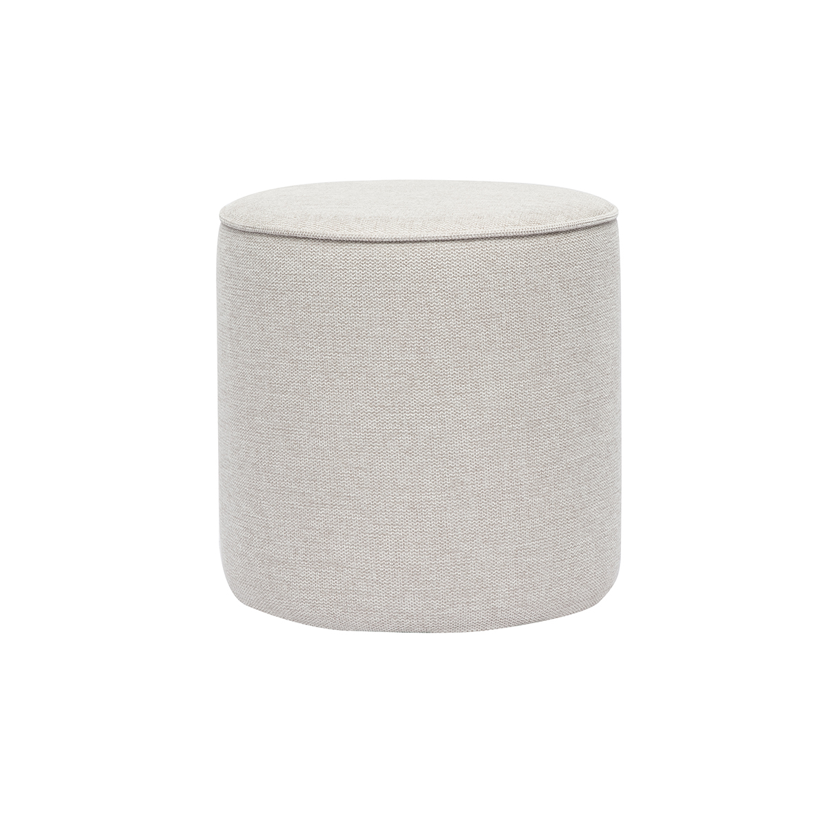 Pouf rotondo in tessuto effetto velluto testurizzato beige D40 cm PAUL
