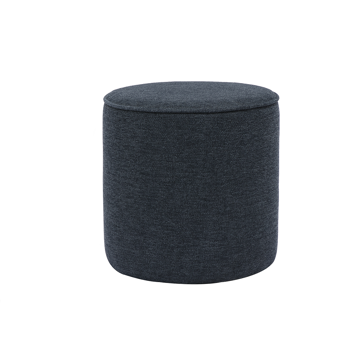 Pouf rotondo in tessuto effetto velluto testurizzato blu scuro D40 cm PAUL