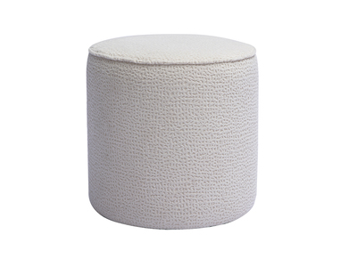 Pouf rotondo in tessuto effetto velluto testurizzato &eacute;cru a motivi D40 cm WANGA