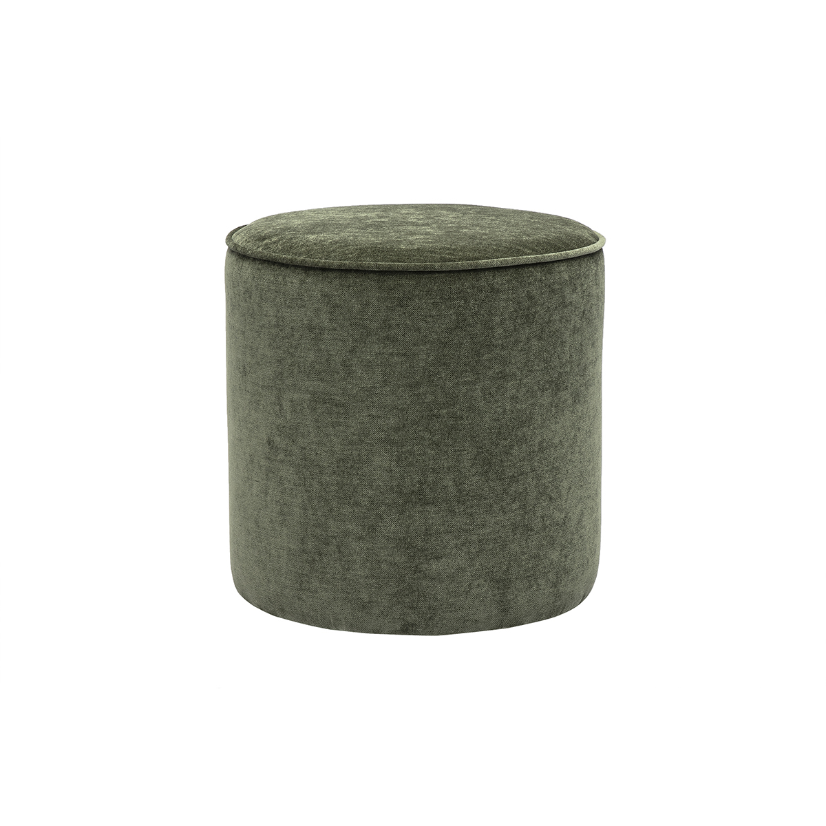 Pouf rotondo in tessuto effetto velluto verde kaki D40 cm PAUL